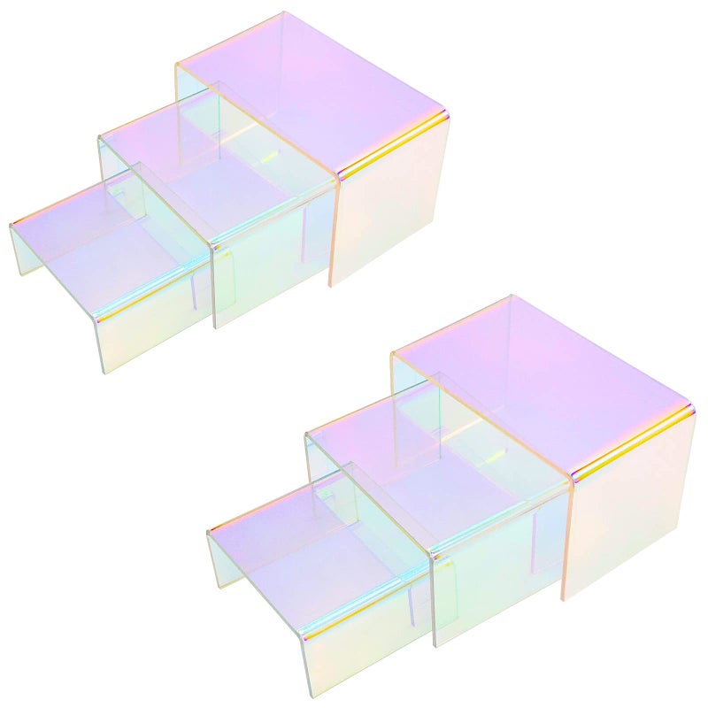 Cerpourt 2 Sets Acrylic Display Risers Colorful Product Stand,Cupcakes Holder Dessert Display Transparent Showcase Stands, Candy Bar Risers, Acrylic Lifts Display for Figures - Image 1